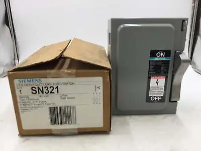 Buy Siemens SN321 Single Phase 30A 240VAC Fused Safety Switch Disconnect Type 1 • 21.95$