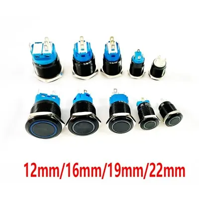 Buy Push Button 12/16/19/22mm Momentary Switch Waterproof Car Boat Led Light Black • 4.55$
