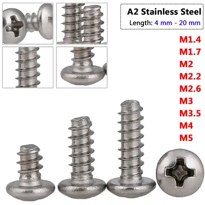 Buy Phillips Pan Head Self Tapping Screws Type-F M1.4 To M5 Wood Screws A2 Stainless • 1.44$