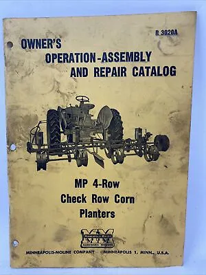 Buy Vintage Minneapolis Moline Mp 4 Row Check Row Corn Planters Manual R3020a • 9.99$