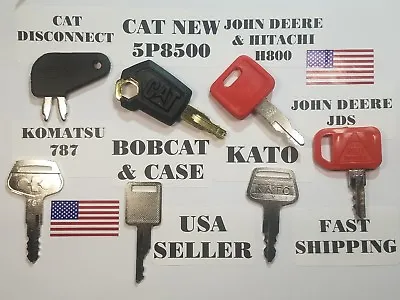 Buy (7) Construction Keys, Cat, Caterpillar, John Deere, Kato, Komatsu, Bobcat /Case • 14.99$