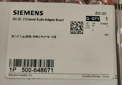 Buy Siemens 500-648671 Zic-2c  2 Channel Adapter Card For Zic-8b - New • 125$