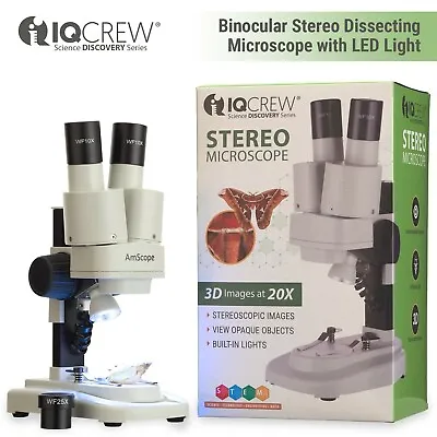Buy IQCrew 20X Kid's Portable Battery-Powered Stereo Microscope With LED Light • 42.39$
