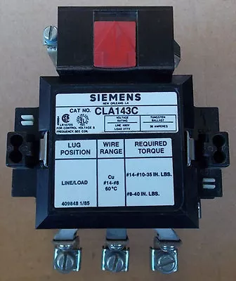 Buy Siemens CLA143C 30A 3P 24V Coil Lighting Contactor Used • 155$