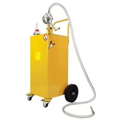 Buy 30 Gallon Gas Caddy Fuel Diesel Transfer Tank Rotary Pump Oil Hose Yellow • 166.65$