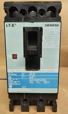Buy Siemens Sentron  Series Circuit Breaker Ed23b060 60amp  240volt  3pole • 100$