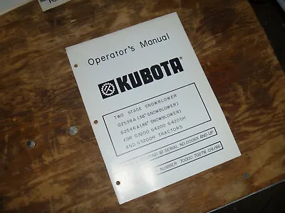 Buy Kubota G2546A Two Stage Snowblower For G3200 G4200 Operator Maintenance Manual • 50.54$