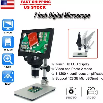 Buy TOMLOV 7  Digital Microscope 12MP 1080P 1200X Amplification 32GB Coin Endoscope • 109.62$