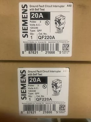 Buy Siemens Qf220a 20 Amp 2-pole Gfci Gfi  Circuit Breakers.new • 125$