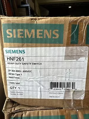 Buy New Siemens HNF261 30A 600V 2P Non Fused Indoor Disconnect Safety Switch Sealed • 54.99$