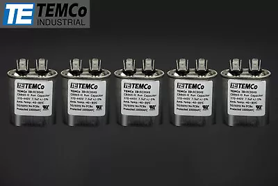 Buy TEMCo 7.5 Uf/MFD 370-440 VAC Volts Oval Run Capacitor 50/60 Hz -Lot-5 • 39.34$