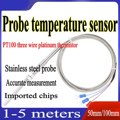 Buy PT100 RTD Temperature Sensor Probe -50-400℃ 50/100mm 1-5meter Cable Thermocouple • 7.48$