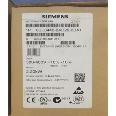 Buy 1PC Siemens 6SE6440-2AD22-2BA1 Micromaster 440 With 1 Year Warranty/* • 534.90$