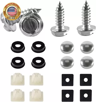 Buy 4 Sets License Plate Screws Kits, Rust-Proof & Anti-Rattle & Anti Theft Stainles • 8.42$