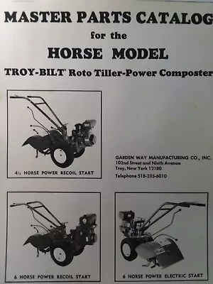 Buy Troy-Bilt HORSE Roto Tiller Master Parts Manual 1975 Ser I 4-Sp Garden 4.5 6 H.p • 73.99$