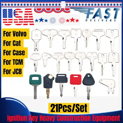 Buy 21 Ignition Key Heavy Construction Equipment Set For Volvo Cat Case Komatsu JCB • 16.99$