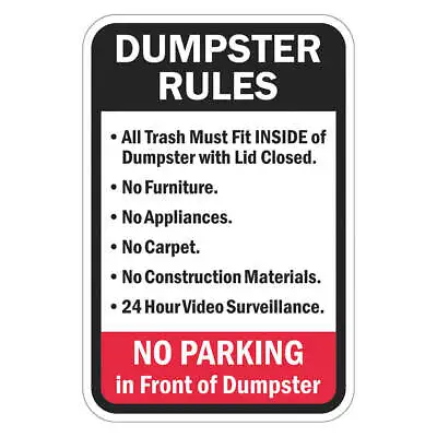 Buy LYLE T1-1693-EG_12x18 Rflctv Dumpster Rules Sign,18x12in,Alum • 31.63$