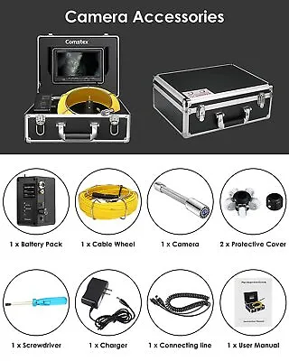 Buy Comstex 9  Monitor 50m Sewer Camera Pipe Inspection Camera Endoscope 1000TVL • 399.99$