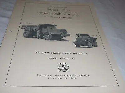 Buy 1949 Euclid Model 15 Td Rear-dump Truck Sales Brochure • 11$