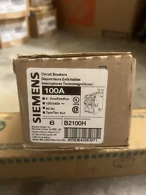 Buy 1x Siemens B2100H 100A 2-P 120/240V Molded Case Circuit Breaker  In Box • 39$