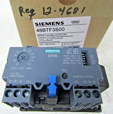 Buy 🔥new Siemens 13-52 Amp Solid State Overload Relay Esp200 48btf3s00 3ub8133-4fw2 • 314.99$
