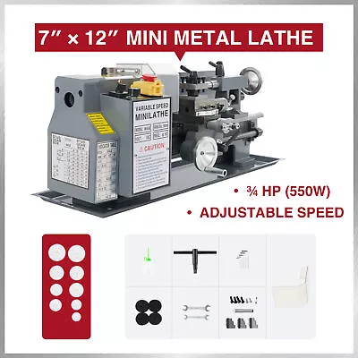 Buy Metal And Woodworking Mini Lathe Machine With 550W 2250rpm Brushed Motor 7x12 • 446.10$