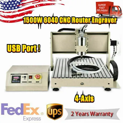 Buy 1500W 4-Axis CNC6040 CNC Router Engraver 3D Cutter Engraving Machine VFD ER11-A • 1,224$