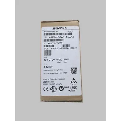 Buy New Siemens 6SE6 440-2AB11-2AA1 6SE6440-2AB11-2AA1 MICROMASTER440 Without Filter • 535.74$