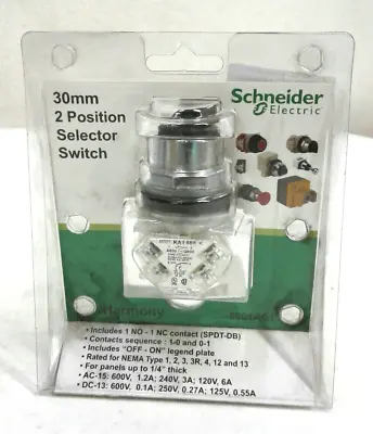 Buy Schneider Harmony 9001AS1 30mm Push Button 2 Position Selector Switch W/Options • 74.99$