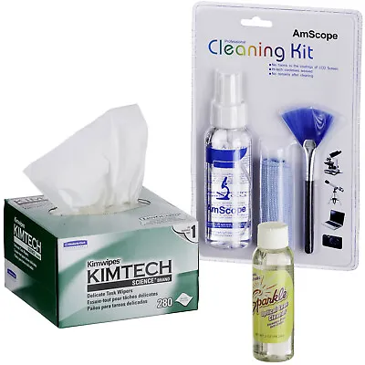 Buy AmScope Microscope & Camera Cleaning Kit For Lens, Body & TV Or Computer Screens • 24.99$