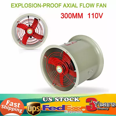 Buy 110V 12  Explosion-proof Axial Fan Pipe Spray Booth Paint Fumes Exhaust Fan New • 101.65$