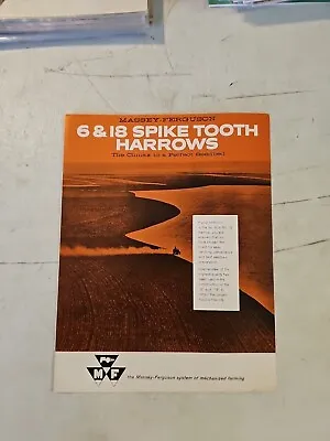 Buy Vintage 1958 Massey Ferguson 6 & 18 Spike Tooth Harrow Dealer Sales Brochure • 12.71$