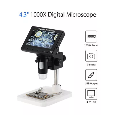 Buy 4.3  LCD USB 1000X Digital Microscope Magnifier Camera Fit Motherboard Repairing • 46.49$