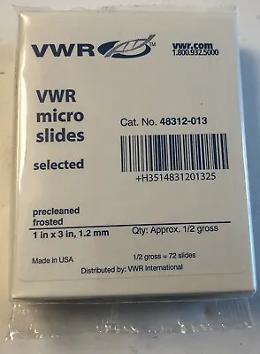 Buy 72-Pack VWR 48312-013 Precleaned Frosted Micro Slides 3 X 1 Inch Thickness 1.2mm • 13.95$