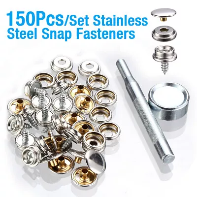 Buy 152Pcs Snap Fastener Boat Canvas Marine Screw Press Stud Cover Button Tool Kit • 13.79$