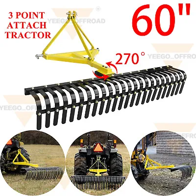 Buy 3 Point 60'' Landscape Rock Rake For Category 1 Tractor Attachment Gravel Lawn • 618.99$