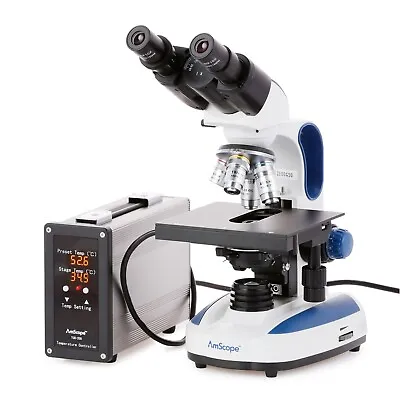 Buy Amscope 40X-2500X Compound Microscope W/ Temperature Control Stage Warmer+Slides • 601.99$