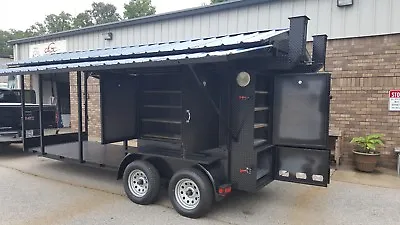 Buy Enclosed BBQ Smoker Grill Trailer Roof Food Truck Concession Mobile Kitchen Fair • 22,999$