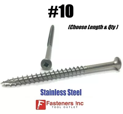 Buy #10 Stainless Steel Deck Screws Square Drive Wood Type17 Cutter Composite • 10.32$