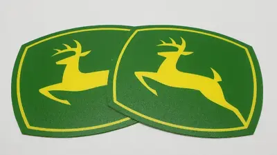 Buy (2) Two John Deere Vinyl Logo Decal 3 1/4  X 3 3/4  Green Yellow Deer Authentic • 8$
