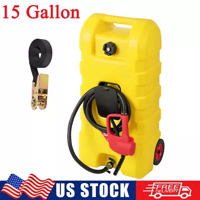 Buy 15 Gallon Fuel Caddy Gas Fuel Storage Tank Container Diesel Can W/ Wheels & Hose • 142.49$