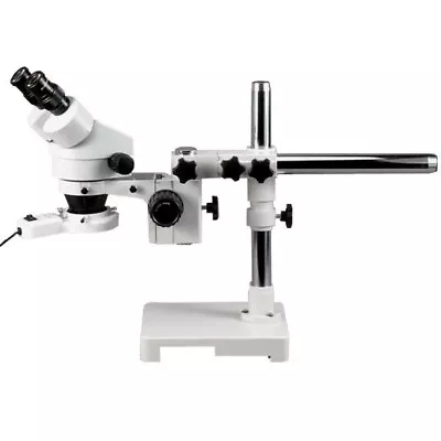Buy AmScope 7X-45X Stereo Zoom Boom Inspection Microscope + Fluorescent Ring Light • 454.99$