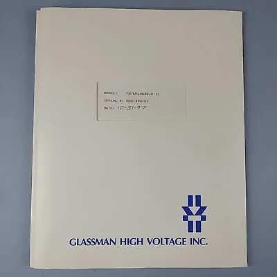 Buy 1997 Glassman ER Series High Voltage DC Power Supply Instruction Manual 16 Pages • 12.99$
