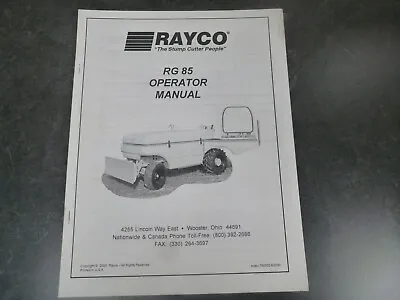 Buy Rayco RG 85 Stump Cutter Grinder Owner Operator Maintenance Manual • 86.90$