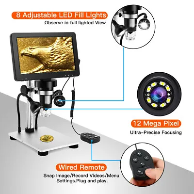 Buy TOMLOV 7  1080p Digital USB Coin Microscopes 1200x Magnifyer Video Recorder 32GB • 104.19$