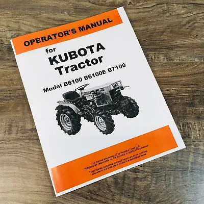 Buy Kubota B6100 B6100E B7100 Tractor Operators Manual Owners Book Maintenance • 18.37$
