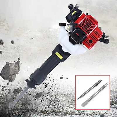 Buy 52cc Gas Powered Jack Hammer Demolition Concrete Breaker Punch Drill W/ 2 Chisel • 215.25$