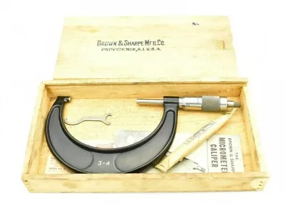 Buy Brown & Sharpe 3-4  Ratchet Thimble .001  Micrometer W/ Case, Accessories NOS • 145$
