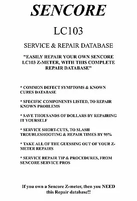 Buy SENCORE LC103 (SERVICE & REPAIR DATABASE) Symptoms&Cures, Precise Repair Details • 329.95$