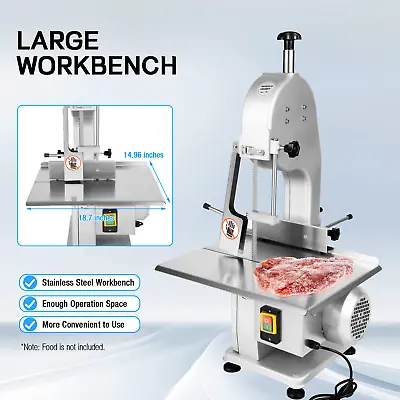 Buy 1500W Commercial Electric Meat Bone Saw Machine Frozen Meat Cutting Band Cutter • 370.51$